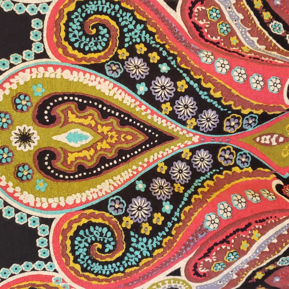 Vintage Black Boho Paisley Dress Tunic Jewel Tone Floral 3/4 Sleeve | SIZE SMALL - Picture 10 of 17